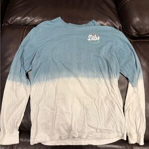 Dibs Blue and White Gradient Long Sleeve Tee